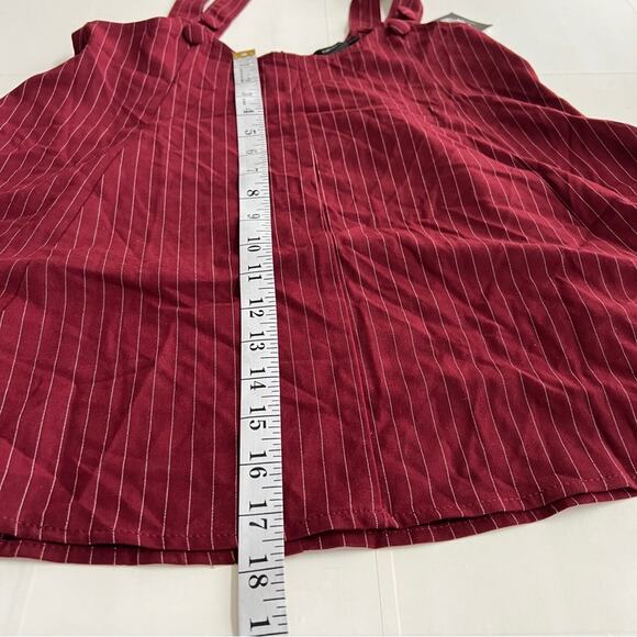 New FOREVER 21 Striped Woven Pinafore Pinstripe Suspender Mini Skirt Dress M - Picture 5 of 8